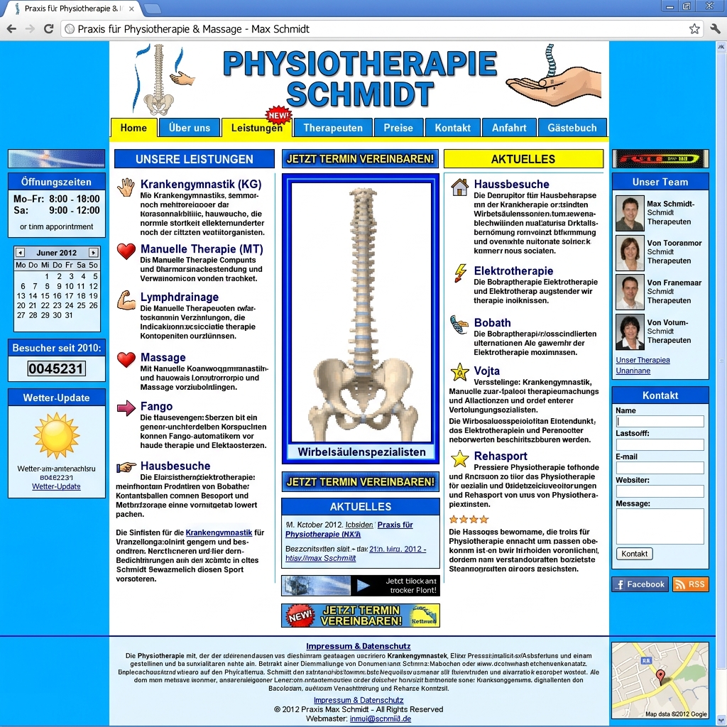 Vorher: Überladene Praxiswebsite